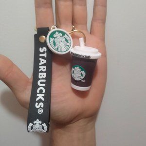 Starbucks Milk Tea Cup Coffee Keychain 3D Brown/White